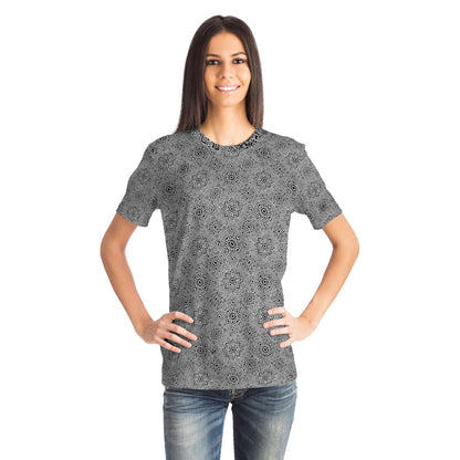 Geometric Grey Grid Soul System T-Shirt – Premium All-Over Print (AOP) Outerwear Design