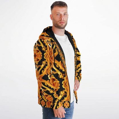 Golden Cymatic, Microfleece Zip Hoodie – Luxuriously Warm & Stylish All-Over Print Jacket