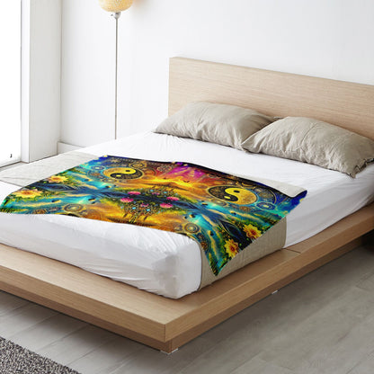 Harmony of Yin & Yang – Premium Microfleece Blanket (All-Over Print)