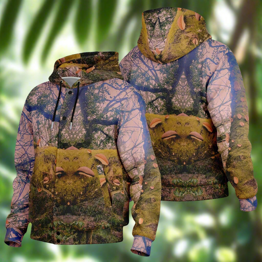 Birch Tree PolyPore Mushroom Heavyweight Hooded Baseball Jacket – Unisex AOP | Custom All-Over Print Jacket  Embrace nature-inspired fashion