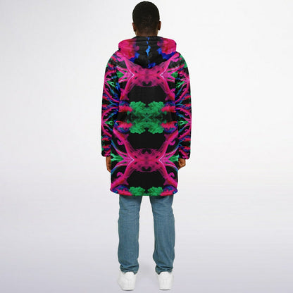 Neon Spectrum Cymatic Zip Cloak – Bold, Futuristic & Ultra-Cozy Longline Jacket