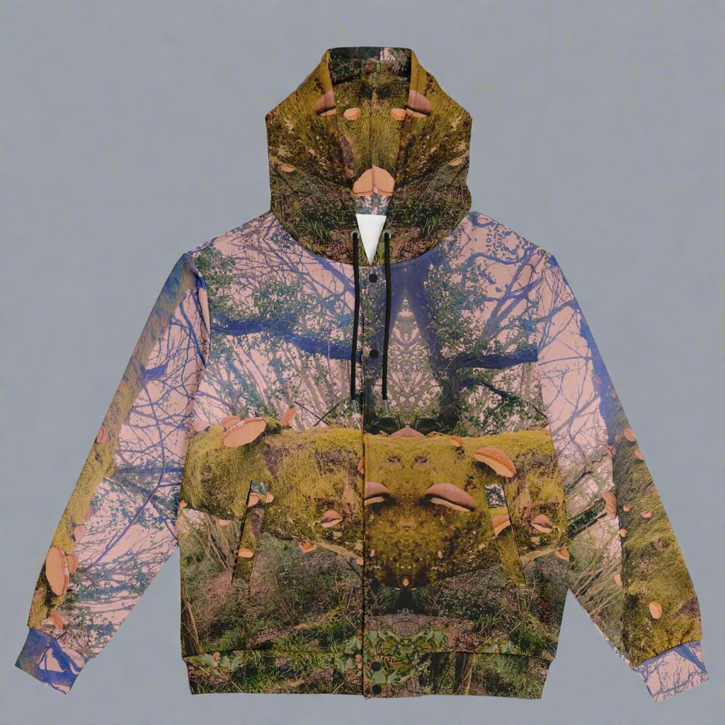 Birch Tree PolyPore Mushroom Heavyweight Hooded Baseball Jacket – Unisex AOP | Custom All-Over Print Jacket  Embrace nature-inspired fashion