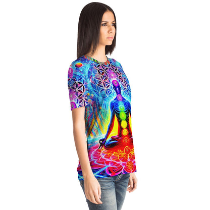Flower of Life Chakras T-Shirt AOP – Unisex Essential Tee