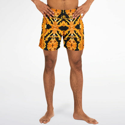 Gold Cymatic Men’s Luxurious, Swim Shorts –  Bold & Bright, Performance-Driven Swimwear