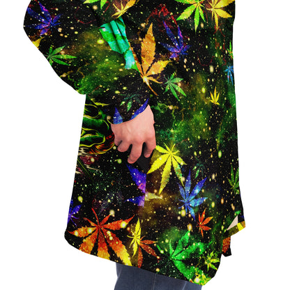 Cannabis Micro Fleece Cloak – “Canna Beast” Hooded Wrap, Stoner Cozy Wear, Weed-Themed Loungewear
