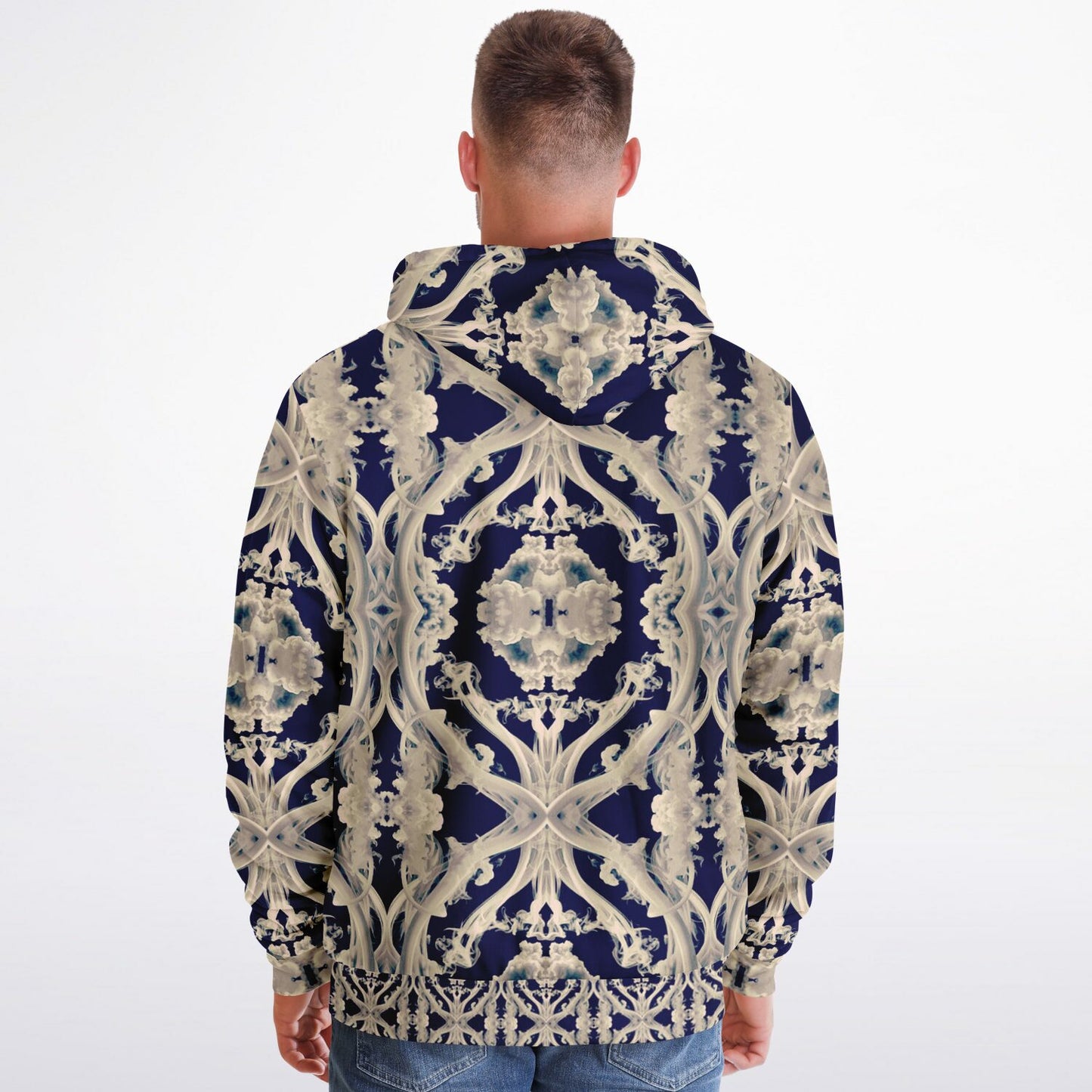 Clear Smoke, Cymatic, Microfleece Zip Hoodie – Sleek, Cozy & Futuristic All-Over Print Jacket