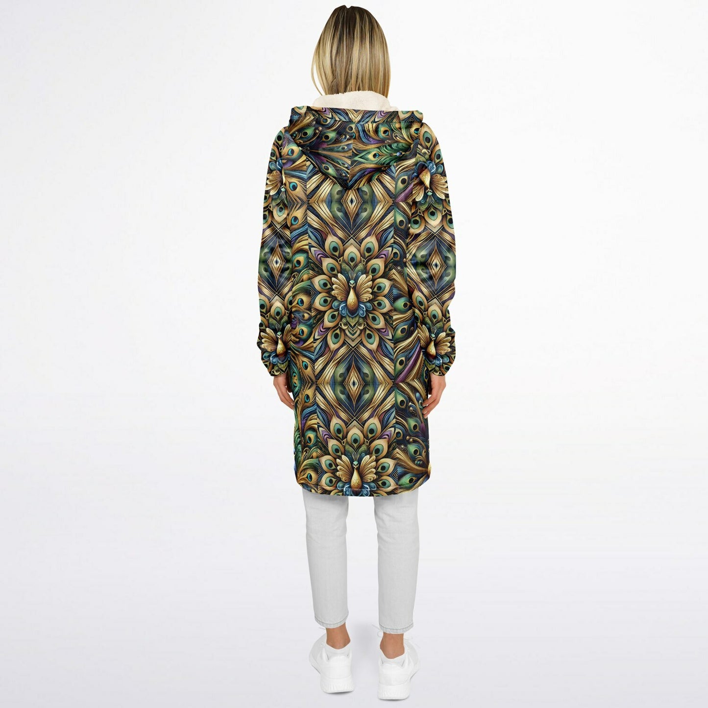 Royal Peacock Pattern, Comfy Zipper Cloak - AOP