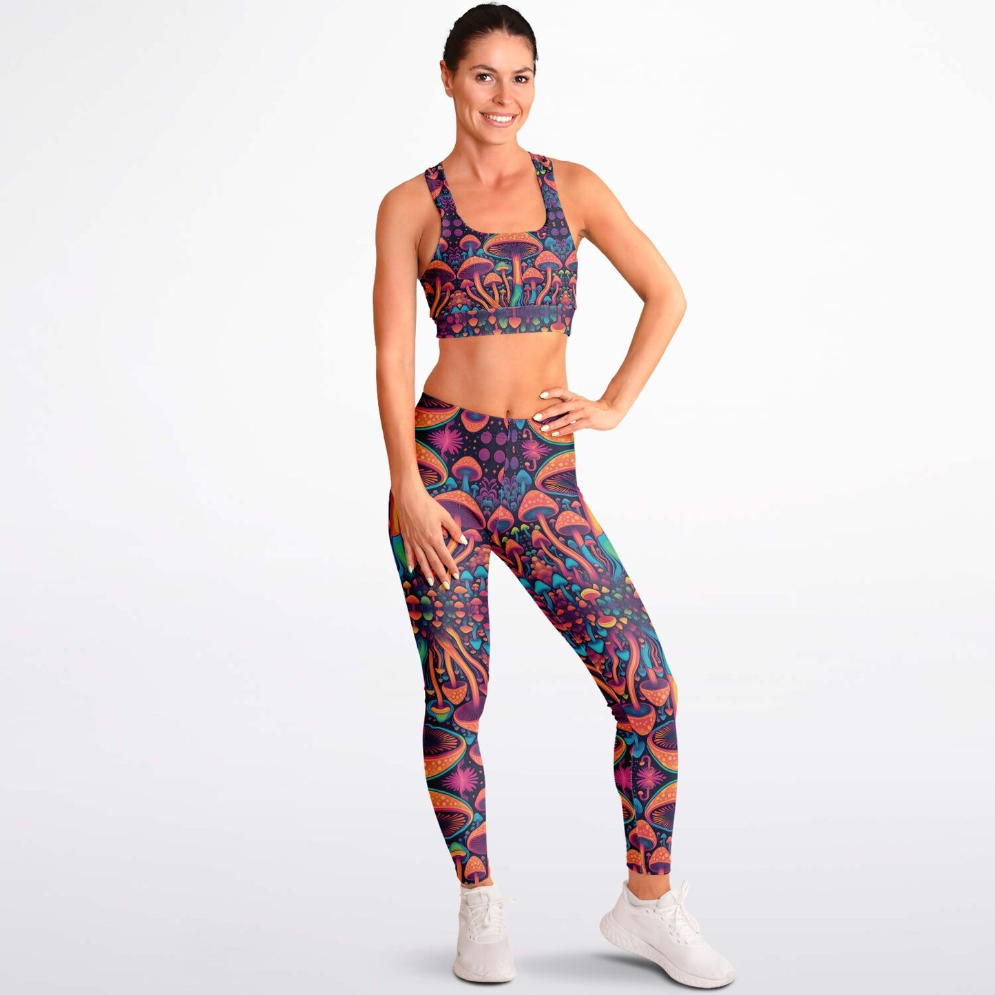 Magic Mushroom Padded Sports Bra & Leggings - All Over Print (AOP) Active & Fitness Wear