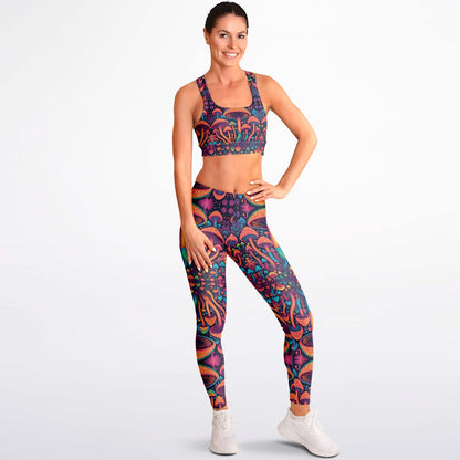 Magic Mushroom Padded Sports Bra & Leggings - All Over Print (AOP) Active & Fitness Wear