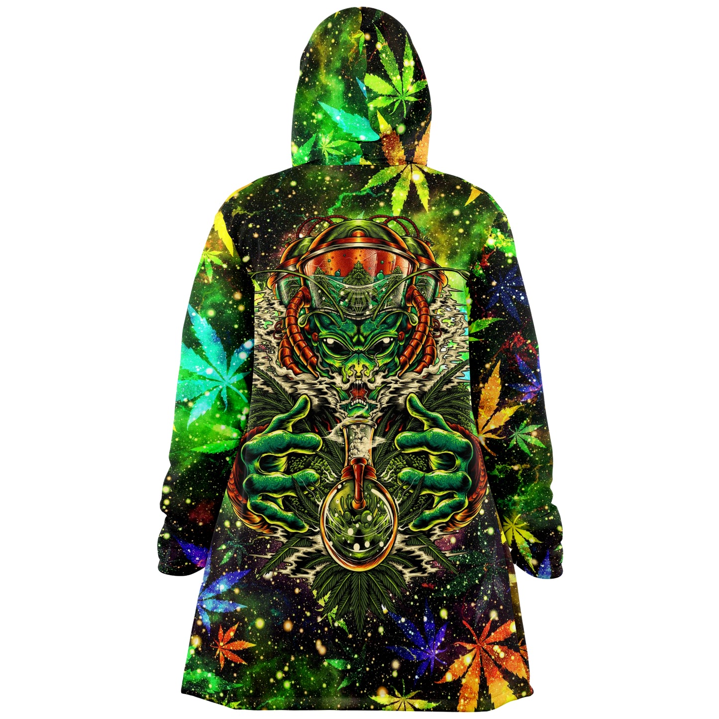 Cannabis Micro Fleece Cloak – “Canna Beast” Hooded Wrap, Stoner Cozy Wear, Weed-Themed Loungewear