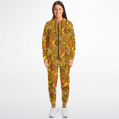 Gold Dragon Zip Hoodie & Jogger Set – Bold Streetwear Tracksuit with Mythical Asian-Inspired Design (AOP)