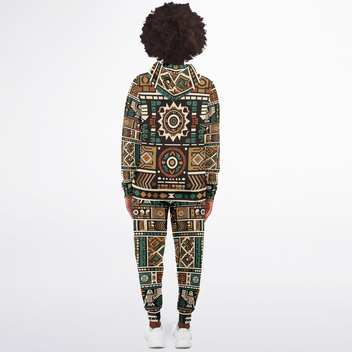 Tribal Aztec Athletic Zip Hoodie & Jogger Set – Unisex All-Over Print (AOP) | Eco-Friendly Activewear | Bold Streetwear Style