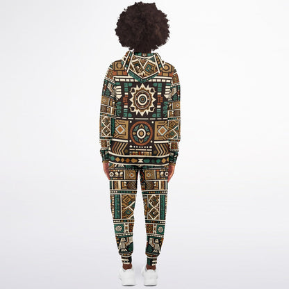 Tribal Aztec Athletic Zip Hoodie & Jogger Set – Unisex All-Over Print (AOP) | Eco-Friendly Activewear | Bold Streetwear Style