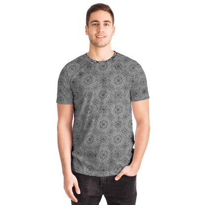 Geometric Grey Grid Soul System T-Shirt – Premium All-Over Print (AOP) Outerwear Design