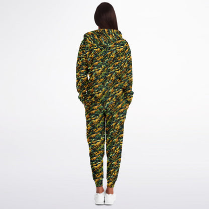 Gold Camo Drip Zip Hoodie & Jogger Set – Bold Urban Streetwear Tracksuit with Luxury Camo Pattern (AOP) Unisex