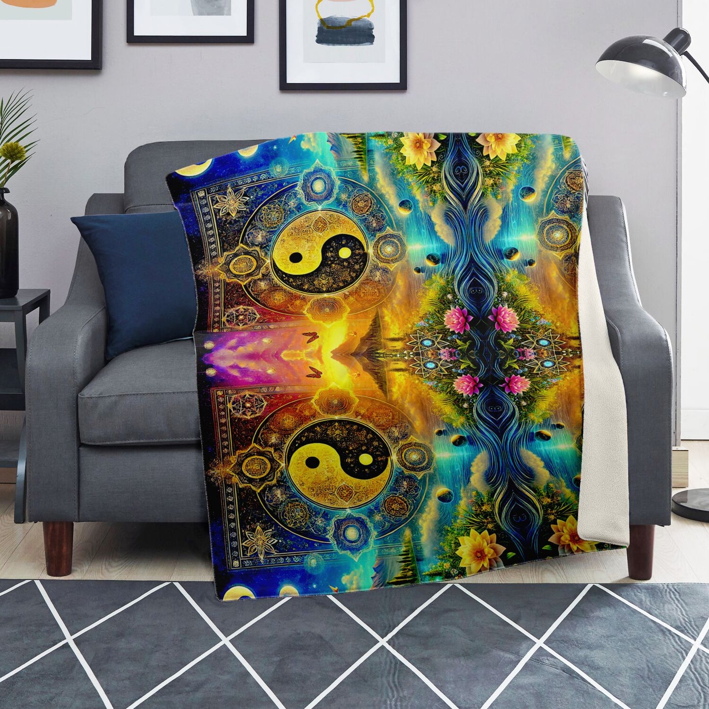 Harmony of Yin & Yang – Premium Microfleece Blanket (All-Over Print)