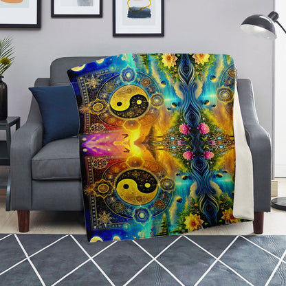 Harmony of Yin & Yang – Premium Microfleece Blanket (All-Over Print)