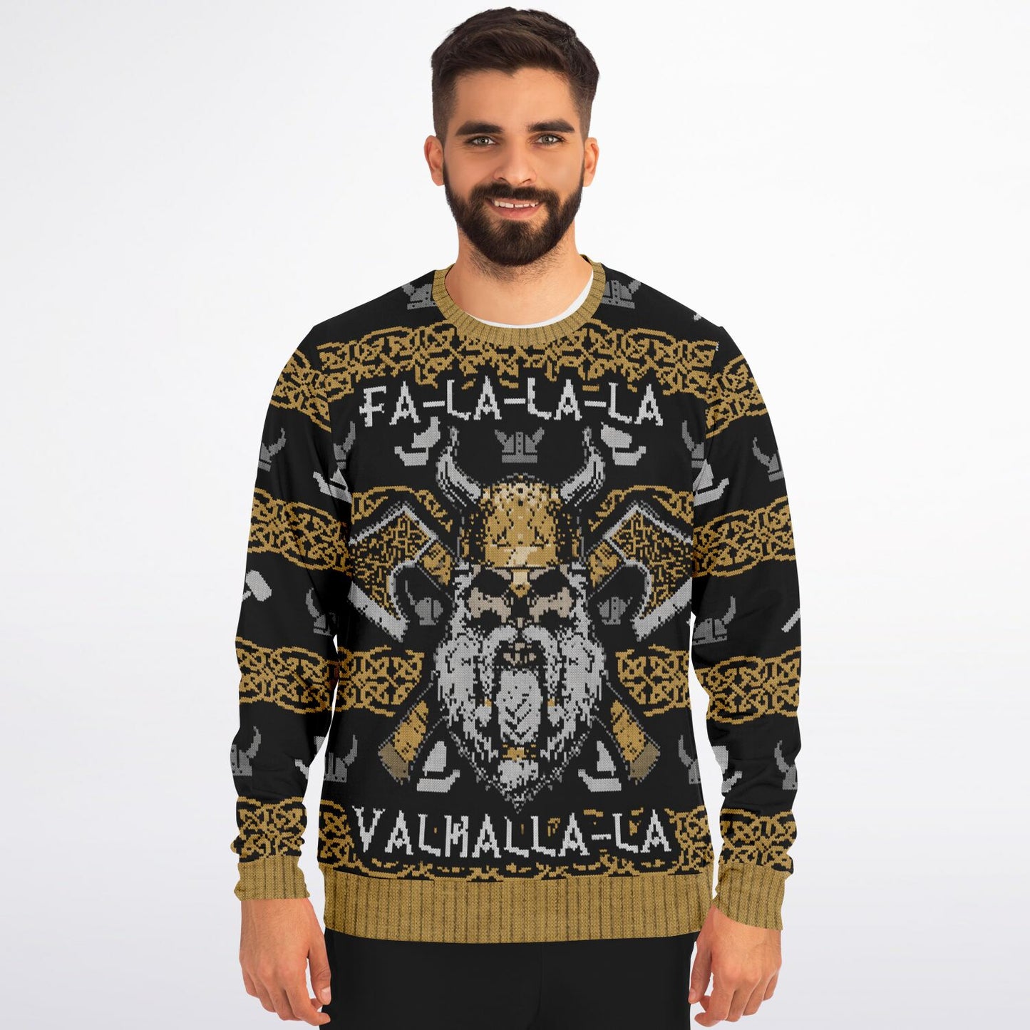 Viking Valhalla Sweatshirt – Norse Gods & Runes Design, Nordic Warrior Jumper, Mythology Gift