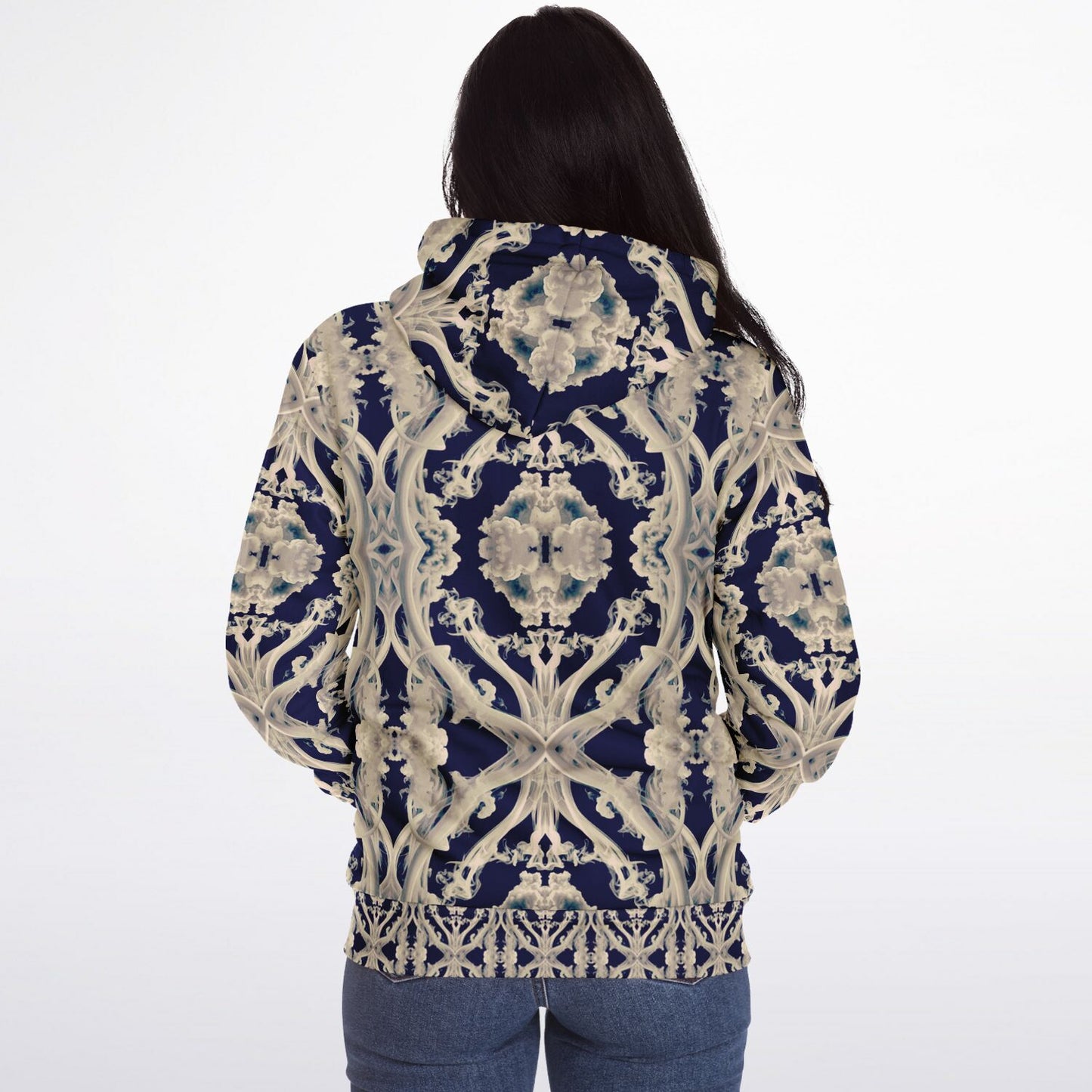 Clear Smoke, Cymatic, Microfleece Zip Hoodie – Sleek, Cozy & Futuristic All-Over Print Jacket