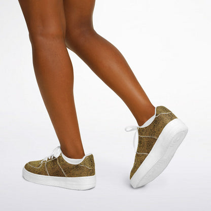 Geometric Gold Core Low Shoes – Unisex Custom Sneakers | Geometric Gold Pattern | Stylish Streetwear & Outerwear
