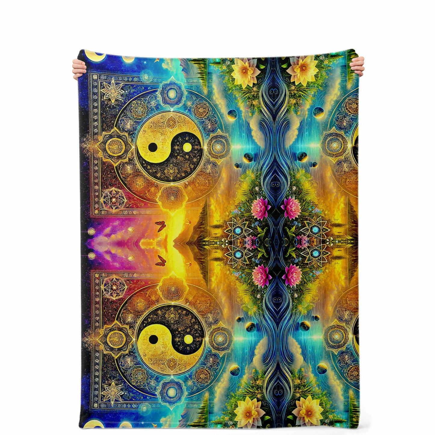 Harmony of Yin & Yang – Premium Microfleece Blanket (All-Over Print)