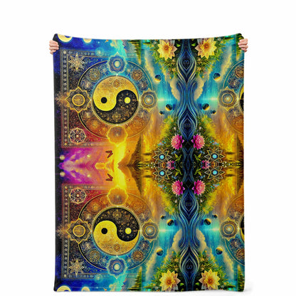 Harmony of Yin & Yang – Premium Microfleece Blanket (All-Over Print)