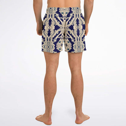 Clear Smoke Cymatic Men’s Swim Trunks – Futuristic, Quick-Dry & Stylish Above-the-Knee Swimwear