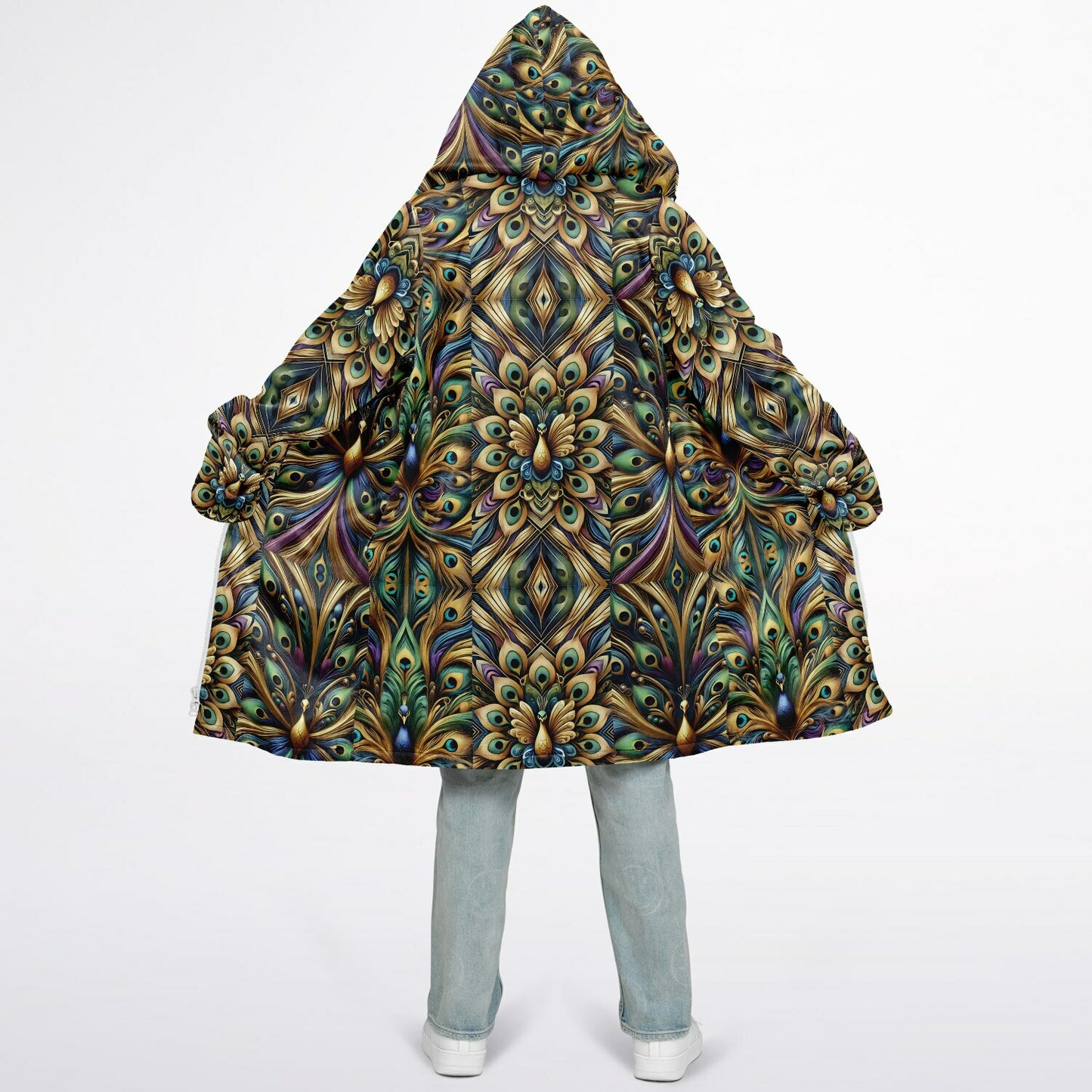 Royal Peacock Pattern, Comfy Zipper Cloak - AOP