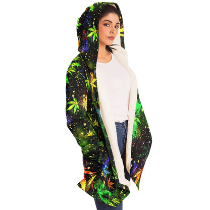Cannabis Micro Fleece Cloak – “Canna Beast” Hooded Wrap, Stoner Cozy Wear, Weed-Themed Loungewear