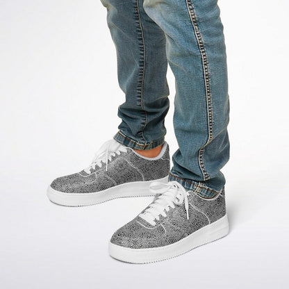 Geometric Grey Core Low Shoes – Unisex Grey-White Sneakers | Minimalist Design | Everyday Streetwear Essentials