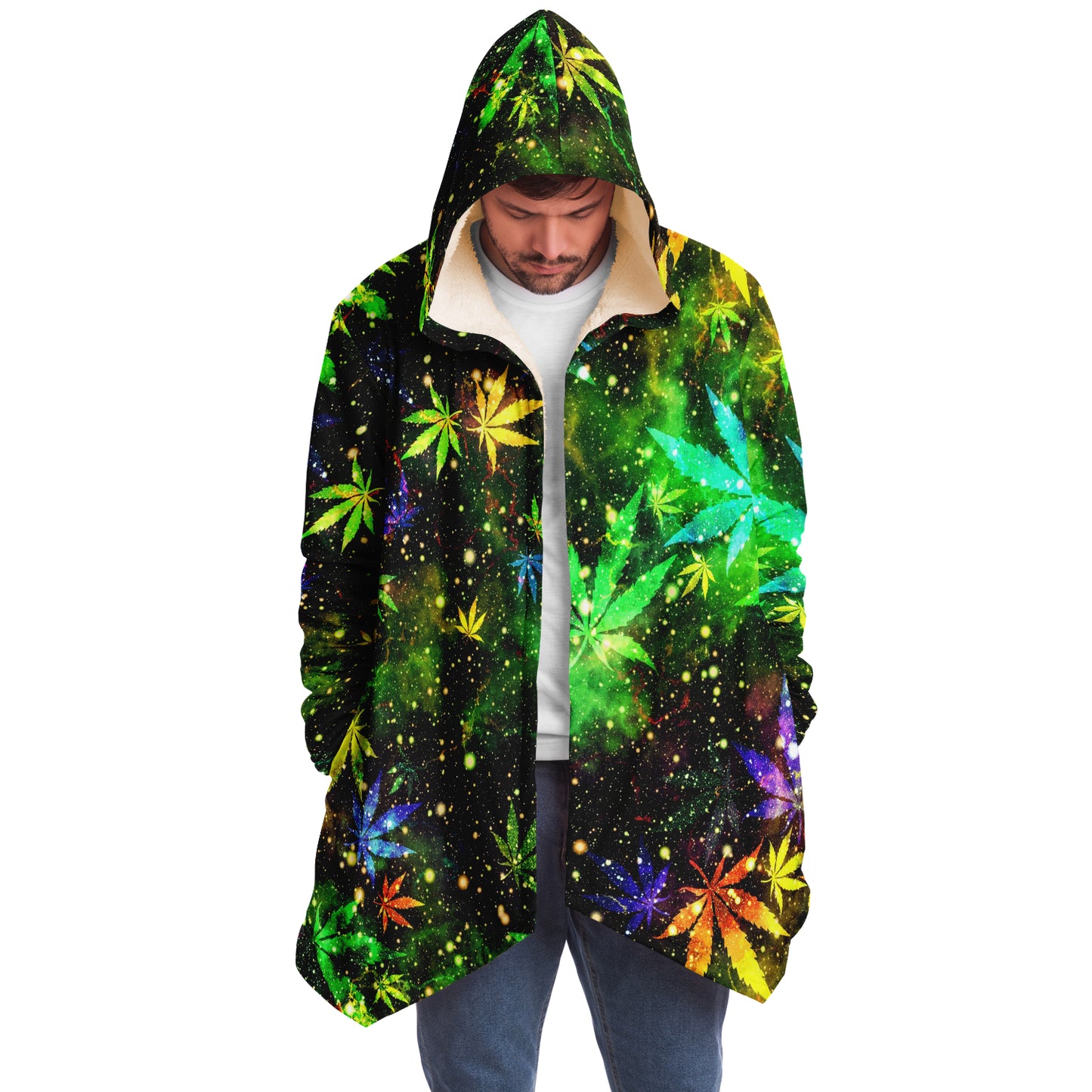 Cannabis Micro Fleece Cloak – “Canna Beast” Hooded Wrap, Stoner Cozy Wear, Weed-Themed Loungewear