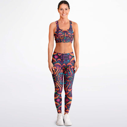 Magic Mushroom Padded Sports Bra & Leggings - All Over Print (AOP) Active & Fitness Wear