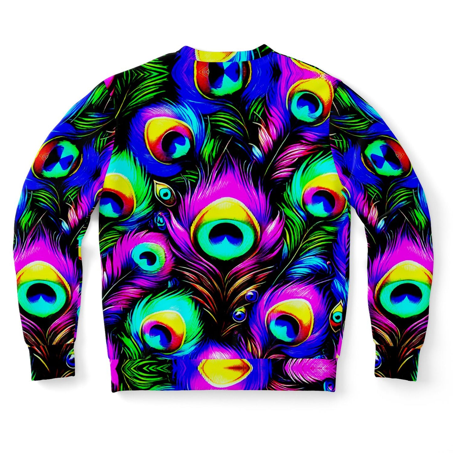 Peacock Neon Psychedelic Athletic Sweatshirt – Vibrant All-Over Print (AOP) | Bold Festival & Streetwear Fashion