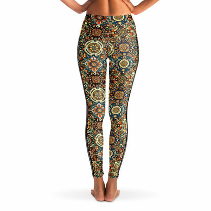 Boho Patchwork Mesh Pocket Leggings – Trendy All-Over Print (AOP) for Fashion-Forward Activewear