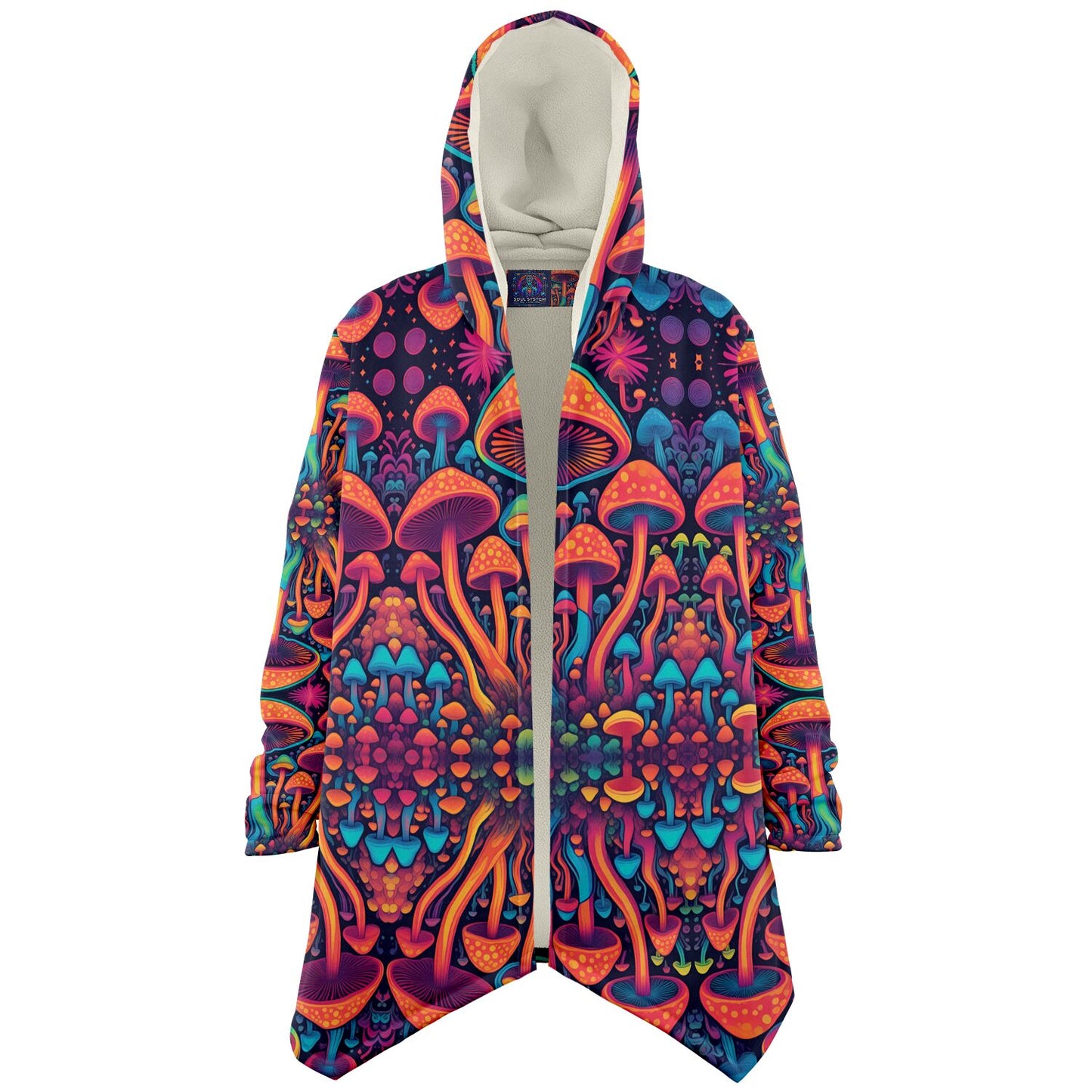 Magic Mushroom Micro-Fleece Cloak – Enchanting Psychedelic Hooded Blanket for Ultimate Comfort (AOP)