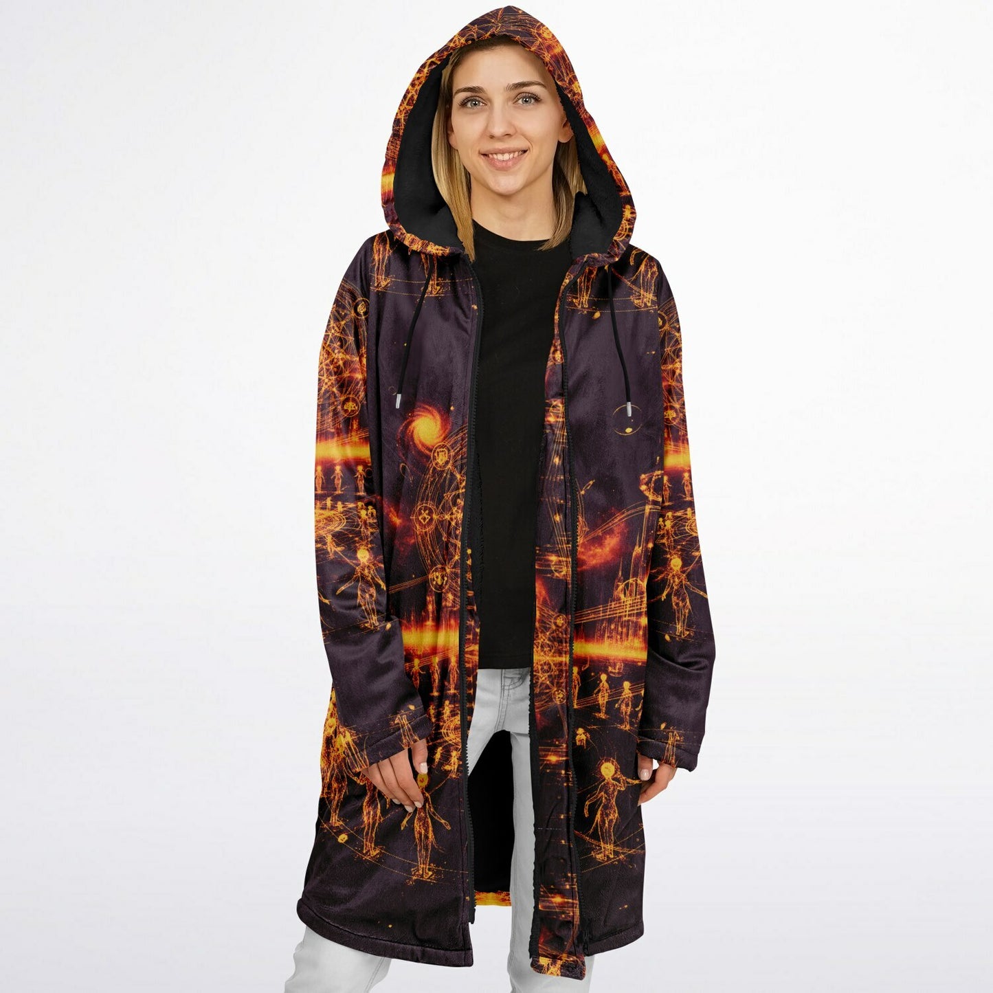 Ethereal Light Being Zipper Cloak – Spiritual Streetwear Hoodie by Soul System | Mystical Mindfulness Cloak