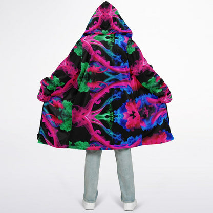 Neon Spectrum Cymatic Zip Cloak – Bold, Futuristic & Ultra-Cozy Longline Jacket