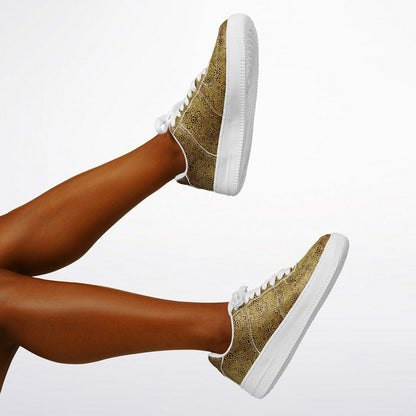 Geometric Gold Core Low Shoes – Unisex Custom Sneakers | Geometric Gold Pattern | Stylish Streetwear & Outerwear