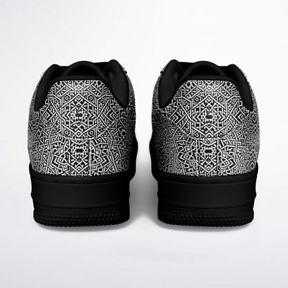 Geometric Grey Core Low Shoes – Unisex Black-Base Sneakers | Bold Contrast | Durable Streetwear-Ready Footwear